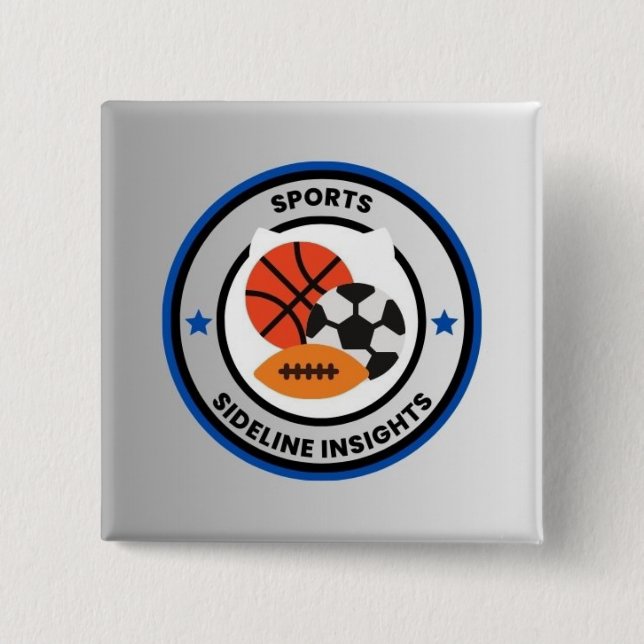 Badge Carré 5 Cm Sports Button (Devant)
