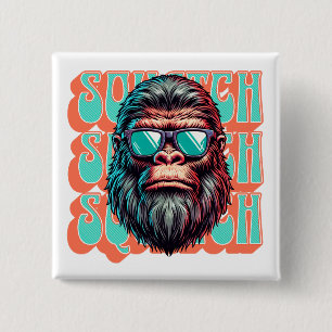 Badge Carré 5 Cm Squatch Rétro Vintage Style Comic Pop Art