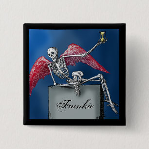 Badge Carré 5 Cm Squelette personnalisé sur la fête d'Halloween Tom