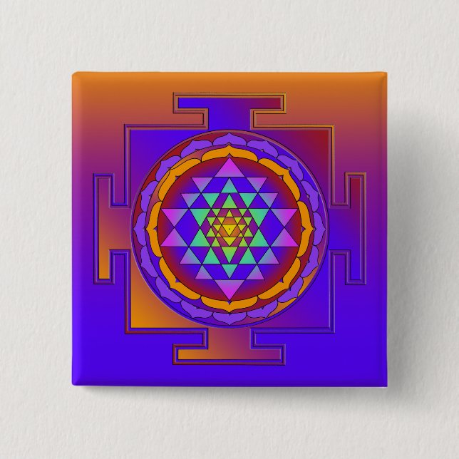 Badge Carré 5 Cm SRI YANTRA pleine couleur + vos idées (Devant)