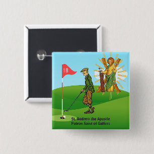 Badge Carré 5 Cm St. André et golfeur élégant