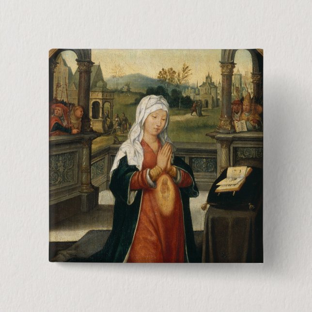 Badge Carré 5 Cm St Anne concevant la Vierge (Devant)