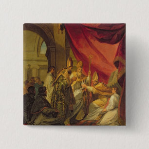 Badge Carré 5 Cm St Augustine a ordonné en tant qu'évêque