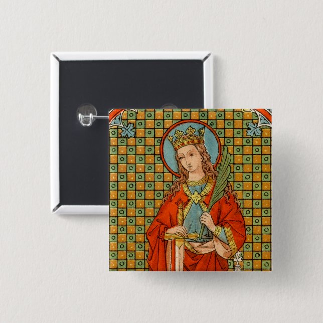 Badge Carré 5 Cm St. Barbara (JP 01) (Devant & derrière)
