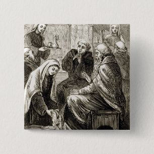 Badge Carré 5 Cm St Brigit amusant un évêque, 'du trias