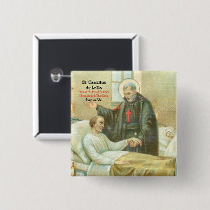 Badge Carré 5 Cm St. Camillus Comforting an Invalid (M 021)