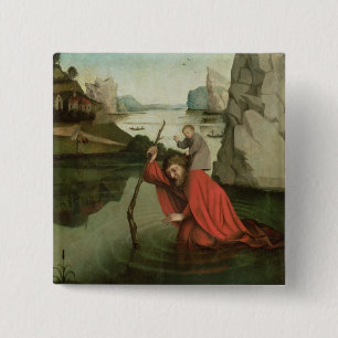 Badge Carré 5 Cm St Christopher portant l'enfant du Christ