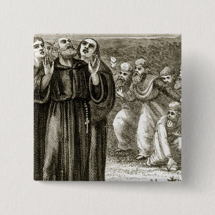 Badge Carré 5 Cm St Columba chantant, et attaqué par les druides,