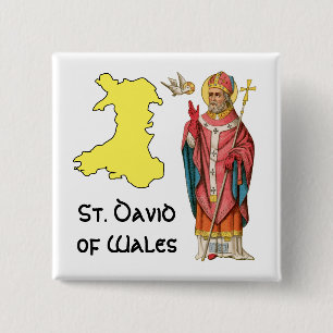 Badge Carré 5 Cm St. David du Pays de Galles (P 001) avec carte de