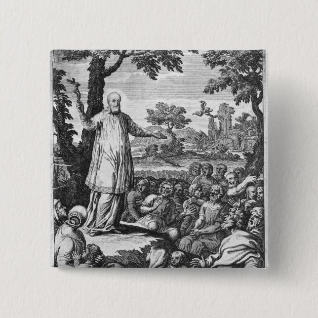Badge Carré 5 Cm St Francis des ventes prêchant au (Devant)