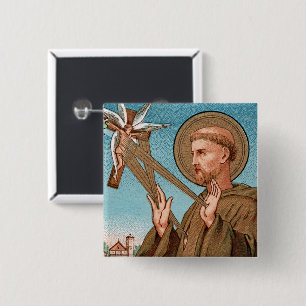 Badge Carré 5 Cm St. François d'Assise, Pater Seraphicus (SAU 040)