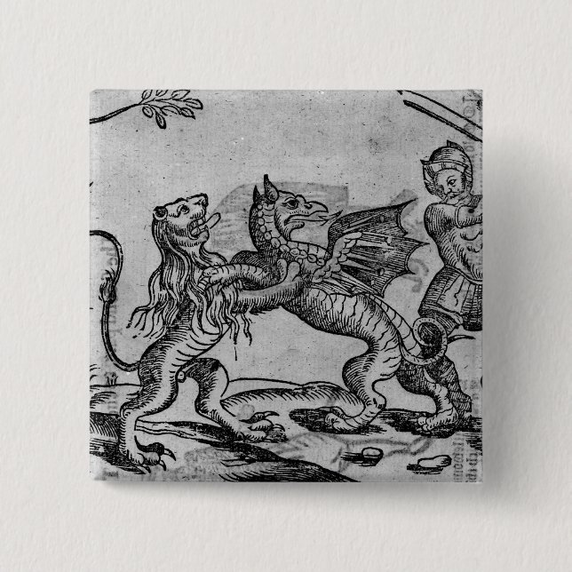 Badge Carré 5 Cm St George et le dragon (Devant)