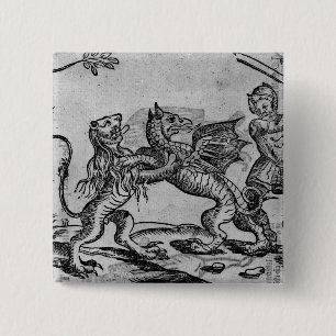 Badge Carré 5 Cm St George et le dragon