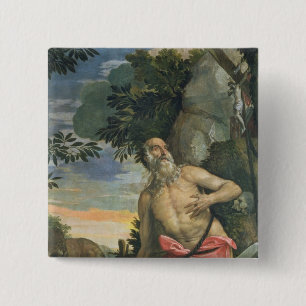 Badge Carré 5 Cm St Jerome dans la pénitence (huile sur la toile)
