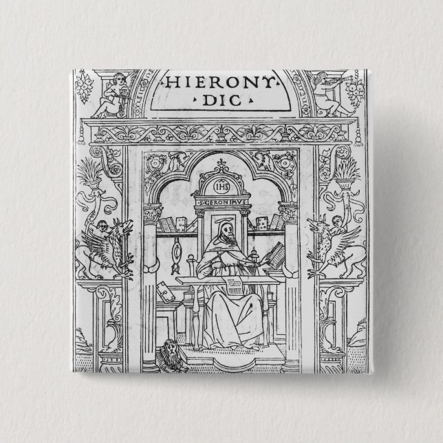 Badge Carré 5 Cm St Jerome dans son étude (Devant)