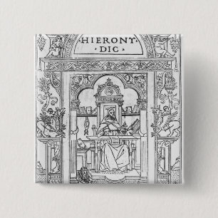 Badge Carré 5 Cm St Jerome dans son étude