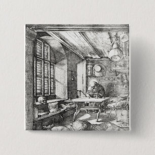 Badge Carré 5 Cm St Jerome dans son étude, 1514
