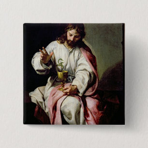 Badge Carré 5 Cm St John l'évangéliste et la tasse empoisonnée