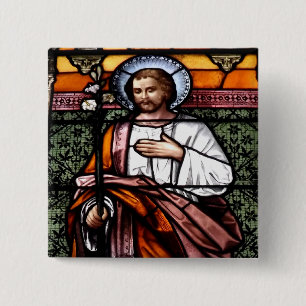 Badge Carré 5 Cm St Joseph prient pour nous - la fenêtre en verre