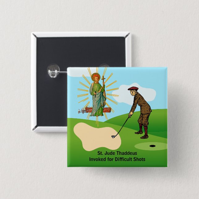Badge Carré 5 Cm St. Jude Thaddeus et Duffer frappée de panique (Devant & derrière)