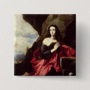 Badge Carré 5 Cm St Mary Magdalene ou St Thais dans le désert