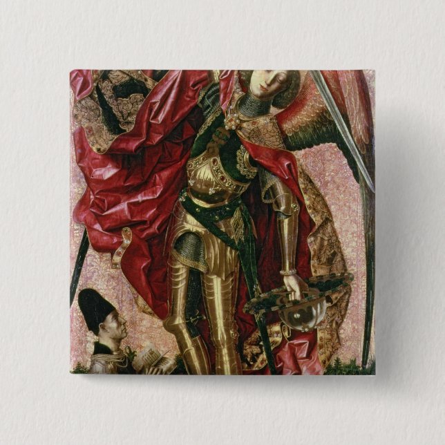 Badge Carré 5 Cm St Michael et le dragon (Devant)