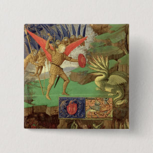 Badge Carré 5 Cm St Michael massacrant le dragon