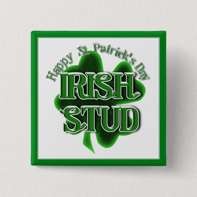 Badge Carré 5 Cm St. Patrick's Day Irish Stud (Devant)