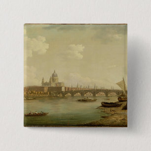 Badge Carré 5 Cm St Paul et pont de Blackfriars, Londres, c.1770-
