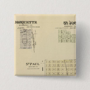 Badge Carré 5 Cm St. Paul, Marquette et St. Joe, Nebraska