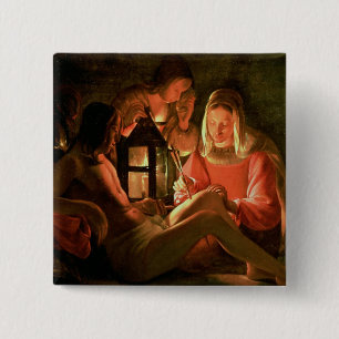 Badge Carré 5 Cm St SebastiAn tendu par la femme sainte (l'huile