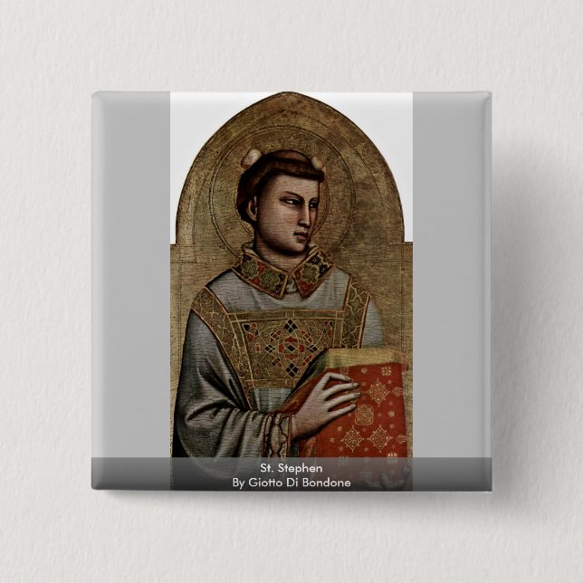 Badge Carré 5 Cm St Stephen par Giotto Di Bondone (Devant)