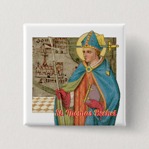 Badge Carré 5 Cm St. Thomas Becket avec épée dans la mitre (P 005)