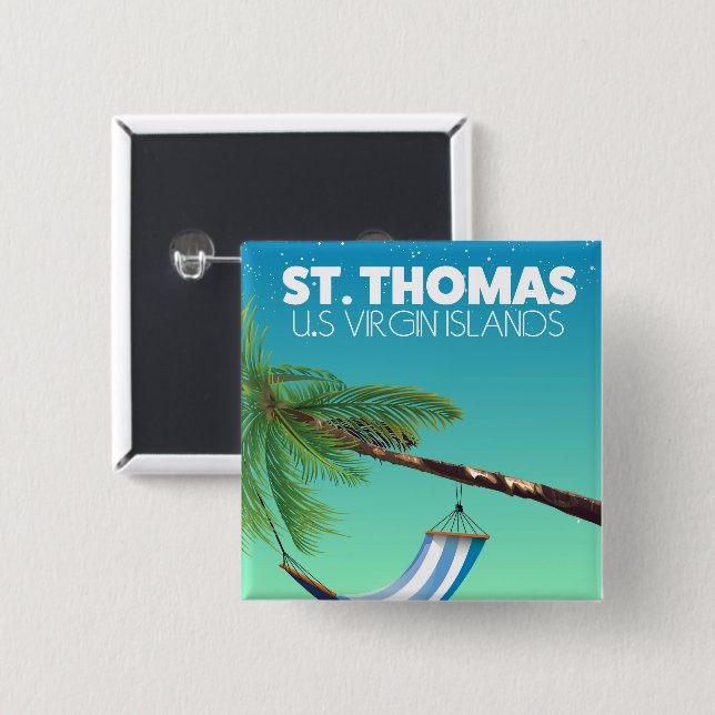 Badge Carré 5 Cm St Thomas Îles Vierges américaines. (Devant & derrière)