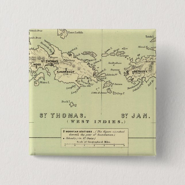 Badge Carré 5 Cm St Thomas, St Jan, St Crook (Devant)