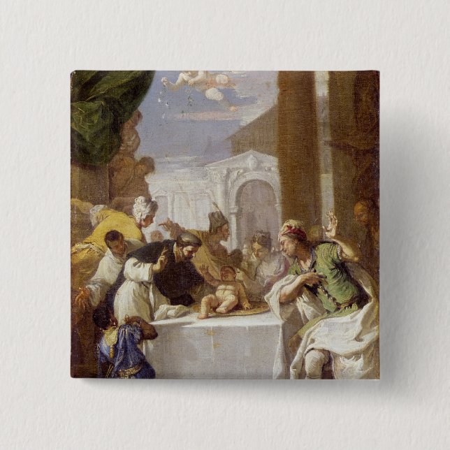 Badge Carré 5 Cm St Vincent Ferrer exécutant un miracle (Devant)