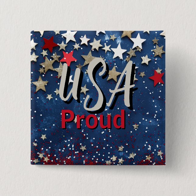 Badge Carré 5 Cm Star Spanged USA Fière (Devant)