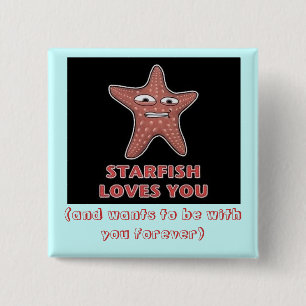 Badge Carré 5 Cm StarfishLovesU, (et veut être avec vous pour