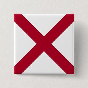 Badge Carré 5 Cm State Flag Alabama, St Andrew Crimson Cross