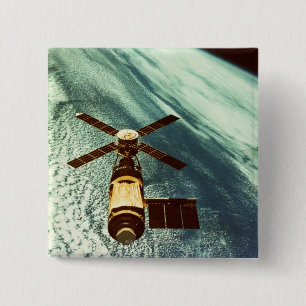 Badge Carré 5 Cm Station spatiale du Skylab dans l'espace