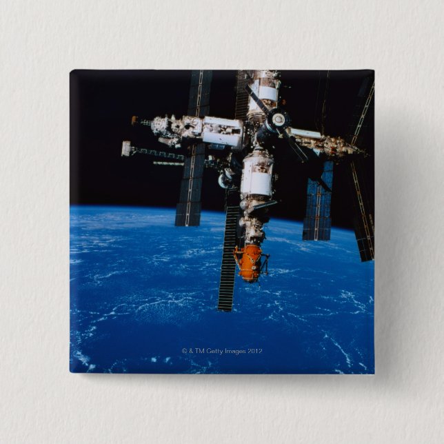 Badge Carré 5 Cm Station spatiale en Orbit (Devant)