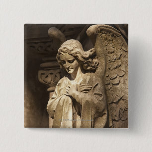 Badge Carré 5 Cm Statue d'ange avec les mains croisées, Buenos