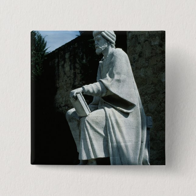 Badge Carré 5 Cm Statue d'Averroes (Devant)