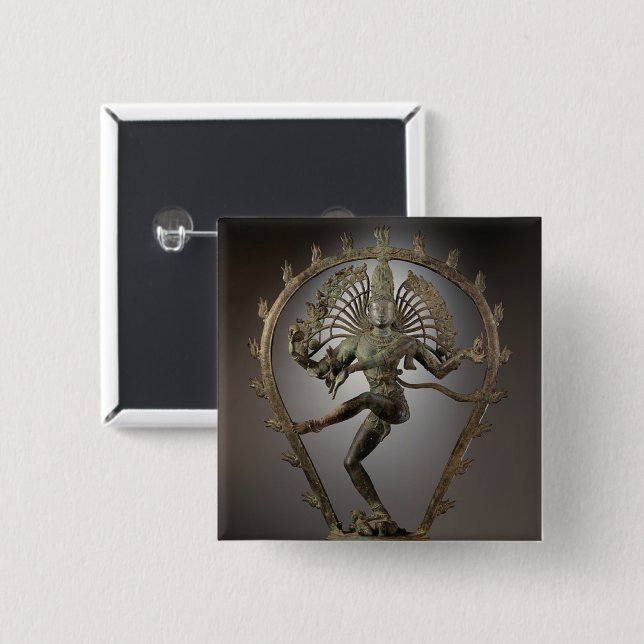 Badge Carré 5 Cm Statue de la déesse Shiva (Devant & derrière)