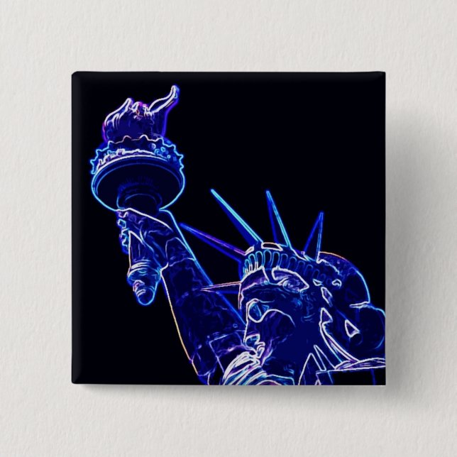 Badge Carré 5 Cm Statue de Liberty Pop Art (Devant)