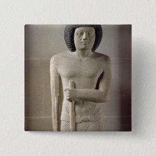 Badge Carré 5 Cm Statue de Sepa, vieux royaume (chaux peinte)