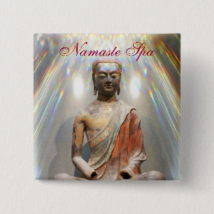 Badge Carré 5 Cm Statue de Siddhartha Gautama