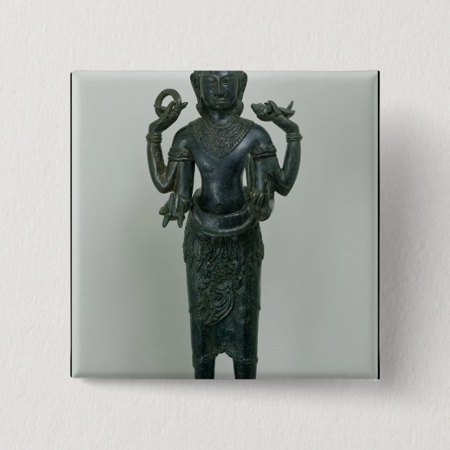 Badge Carré 5 Cm Statue de Vishnu sous sa forme triple de Vishnu (Devant)