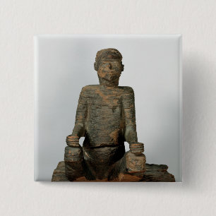 Badge Carré 5 Cm Statue d'un homme assis, Mbembe, Nigéria