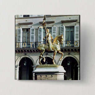 Badge Carré 5 Cm Statue équestre de Jeanne d'Arc